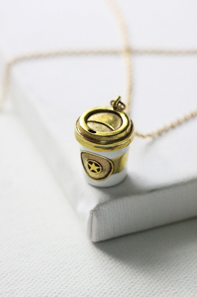 Small Coffee Cup Necklace by linen. - 项链 - 其他金属 