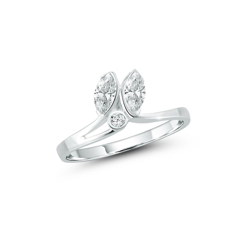 【Gift box】Sterling Silver CZ Diamond Ring - 戒指 - 纯银 银色
