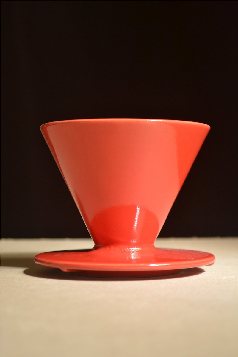 大红锥形六肋滤杯01款 礼盒 送礼 礼物包装 - 咖啡壶/周边 - 陶 红色