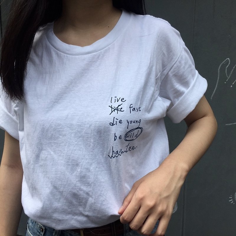Live fast/t-shirt 上衣 - 女装 T 恤 - 棉．麻 白色