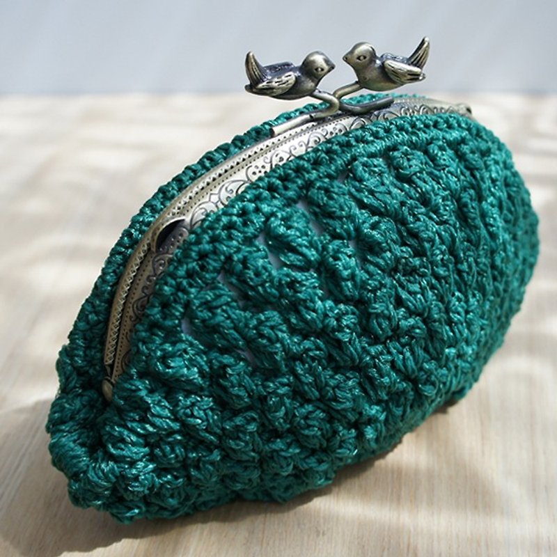 Ba-ba handmade  Popcorn crochet pouch  No.C983 - 化妆包/杂物包 - 其他材质 绿色