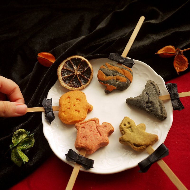 【现货】万圣节棒棒糖手工饼干(幽灵/南瓜/鬼屋/巫师帽) - 手工饼干 - 新鲜食材 黄色