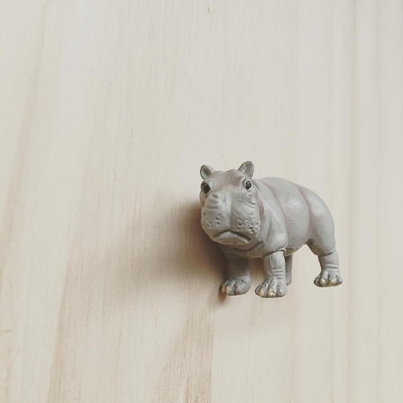 动物磁铁 小河马 - 冰箱贴/磁贴 - 塑料 灰色