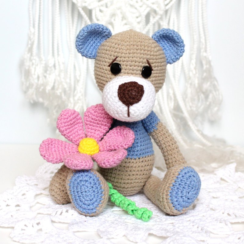 Bear stuffed toy Personalized Baby shower gift  Soft toy teddy bear - 玩具/玩偶 - 棉．麻 多色