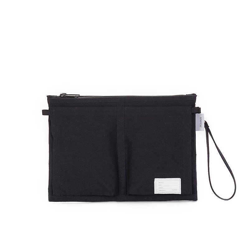 内袋系列-13寸收纳袋(手拿/收纳)-墨黑-RMD300BK - 化妆包/杂物包 - 棉．麻 黑色