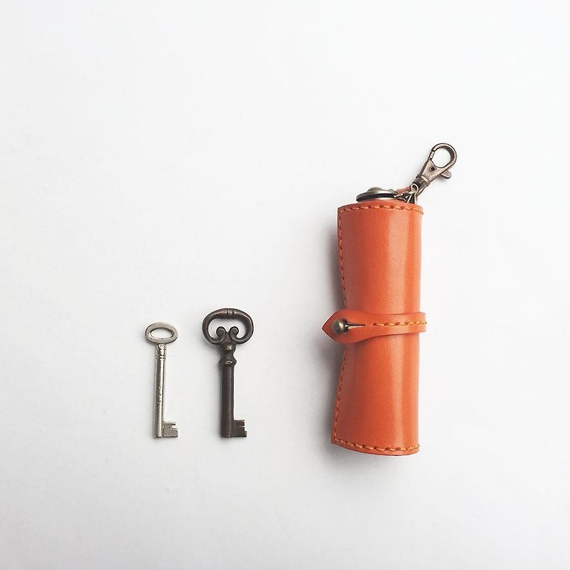 栃木レザーの巻物キーケース 　橙 - 钥匙链/钥匙包 - 真皮 橘色