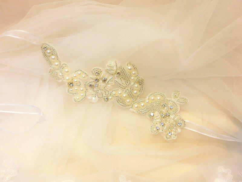 古典优雅水钻蕾丝 珍珠发带头环-C-0008-2 - 发饰 - 绣线 