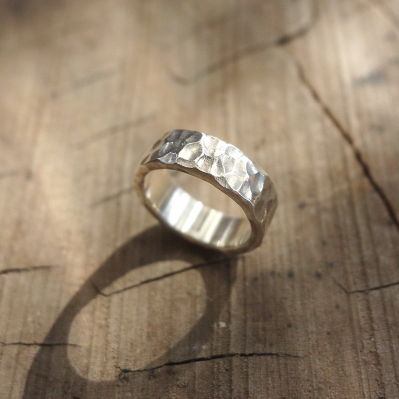 xlarge021 专属订单 - 水波纹 锻敲纯银戒指 宽6mm版 - 对戒 - 纯银 银色