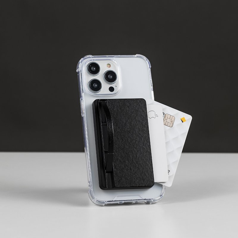 SleekStrip犀利扣 超能磁吸手机支架/手机卡夹 - 可换面板 - 手机配件 - 人造皮革 黑色