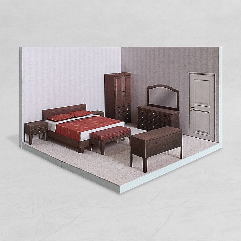 场景袖珍屋 - Bedroom #002 - DIY 纸模型 - 木工/竹艺/纸艺 - 纸 咖啡色
