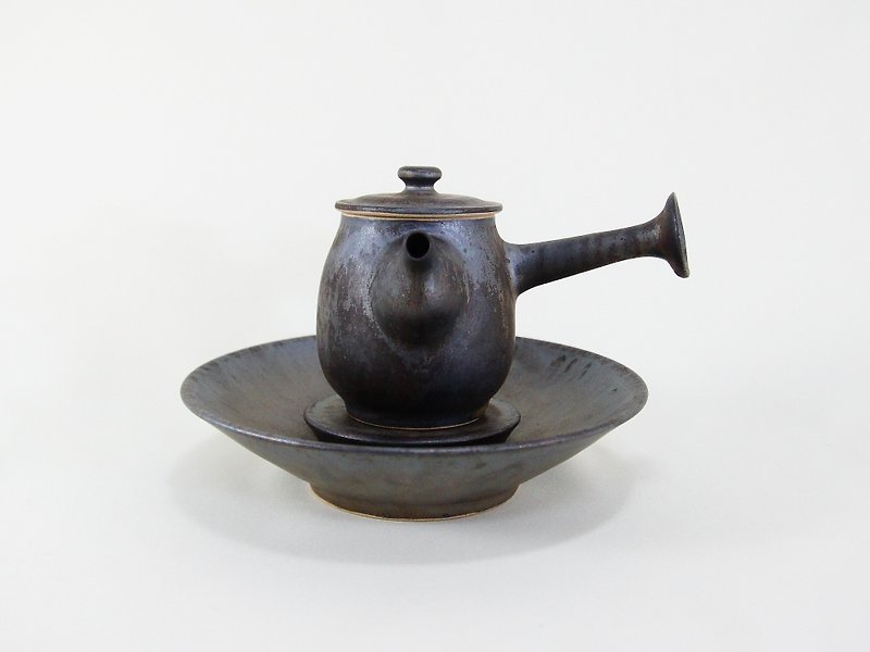 金属色消光茶壶-容量约200ml - 茶具/茶杯 - 陶 黑色