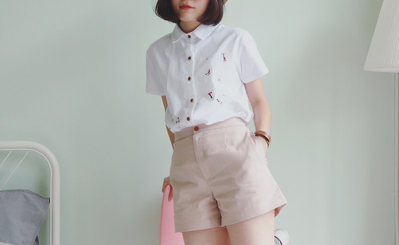 Basic shorts : Soft Pink - 女装长裤 - 棉．麻 粉红色