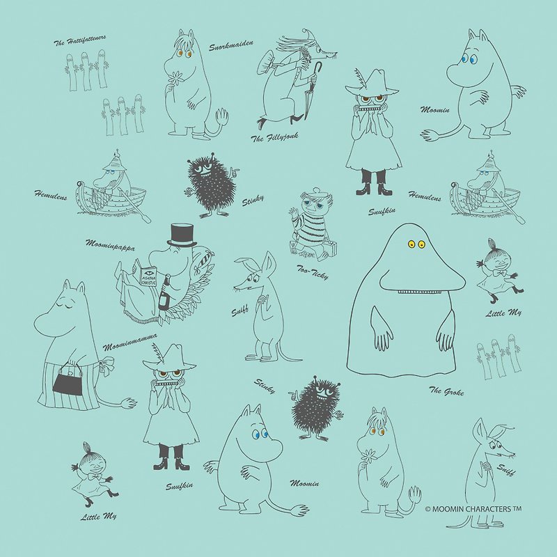 Moomin授权 -噜噜米日常插画设计款 亲肤纱布巾 手帕 方巾(共7款) - 手帕/方巾 - 棉．麻 多色