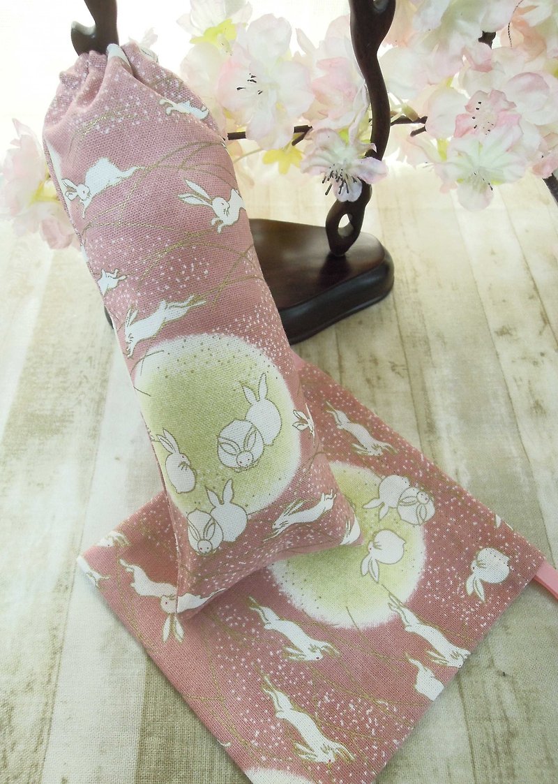 拢云阁-粉色可爱月兔簪袋 收纳袋 束口袋 - 收纳用品 - 棉．麻 粉红色