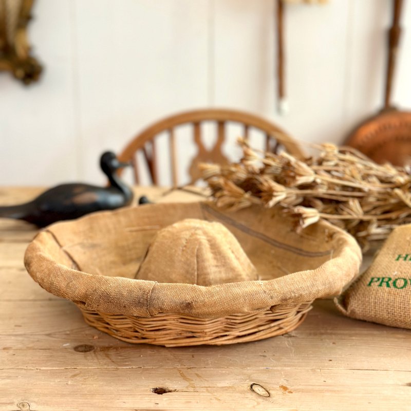 30497-法国古董面包发酵亚麻藤篮French antique bread basket - 收纳用品 - 其他材质 