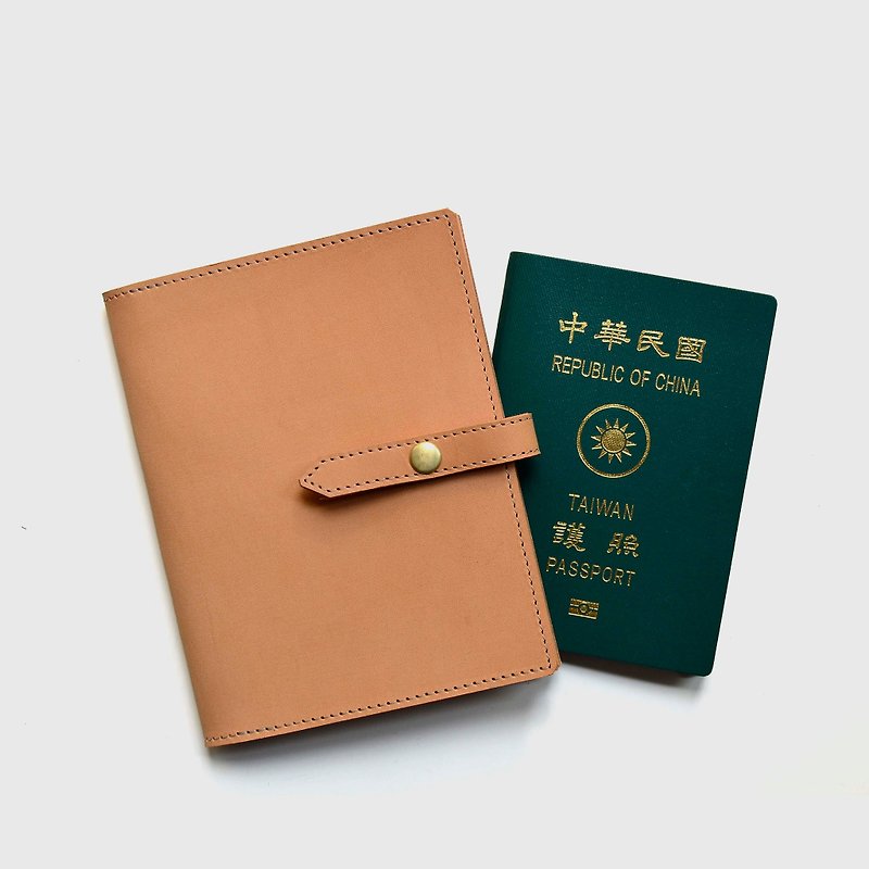 【入山证】植鞣牛皮护照套 原色护套夹 刻字礼物 信用卡 - 护照夹/护照套 - 真皮 卡其色