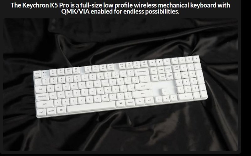Keychron K5 Pro 可换轴 RGB 背光超薄无线自订机械键盘 - 白色 - 电脑配件 - 铝合金 