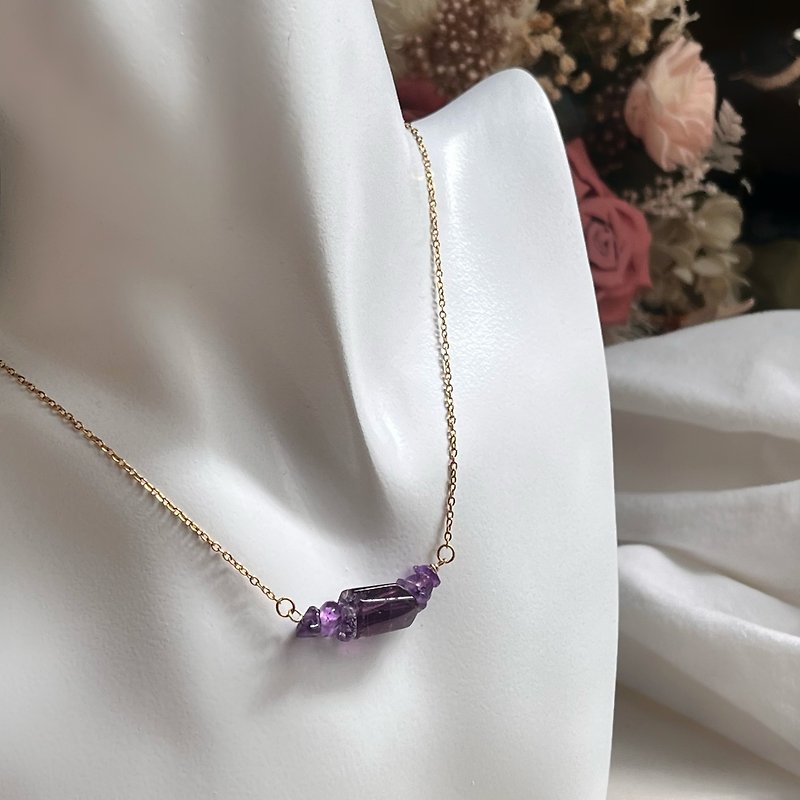 开运招财 紫水晶 钛钢项链 - 项链 - 水晶 