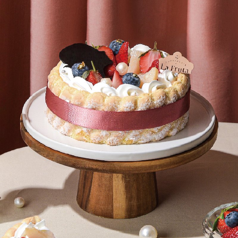 【La Fruta 朗芙 母亲节限定】蜜桃草莓夏洛特蛋糕/ 6寸 - 蛋糕/甜点 - 新鲜食材 粉红色