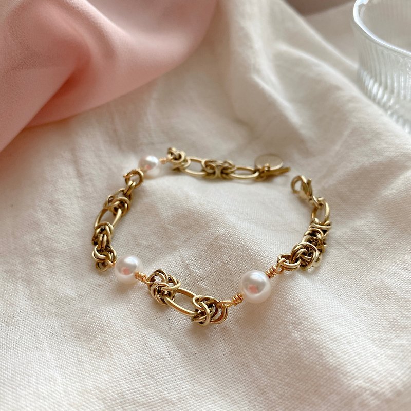 珍珠古典 -珍珠 黄铜手链 - 手链/手环 - 铜/黄铜 多色