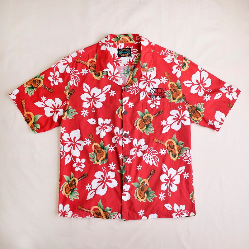 Vintage Hawaiian Shirts 夏威夷衫 - 女装衬衫 - 棉．麻 红色