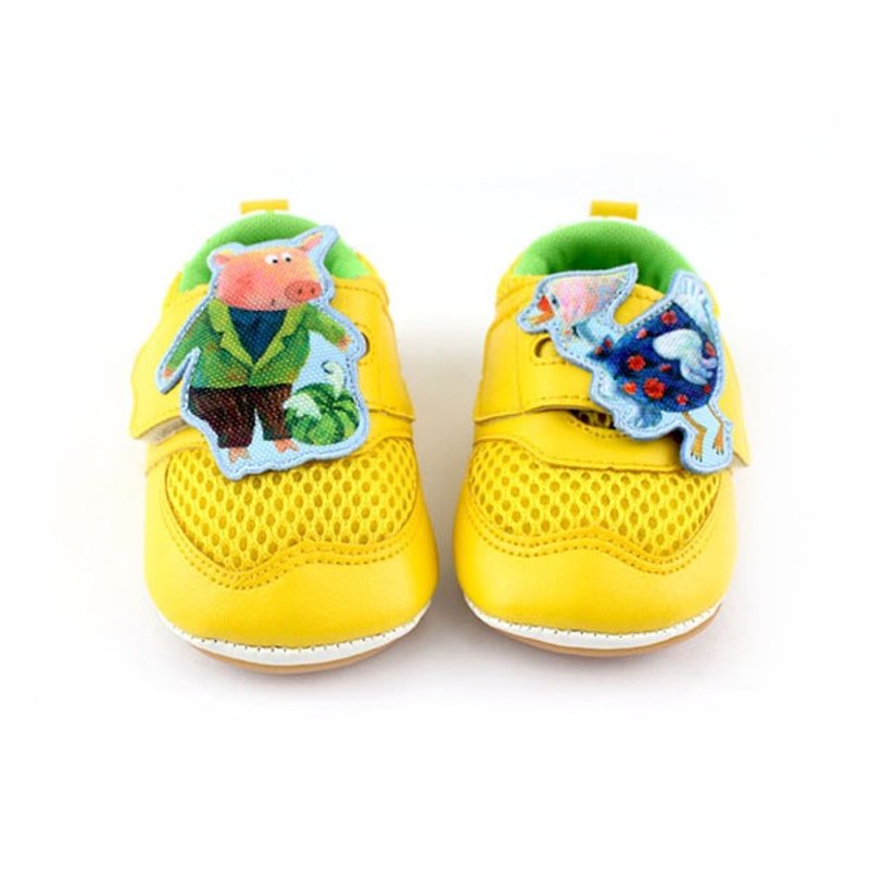 故事学步鞋 – 黄色鹅妈妈和西瓜蛋 - 童装鞋 - 真皮 黄色