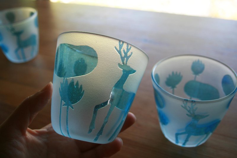 鹿と蓮池のグラス - 茶具/茶杯 - 玻璃 