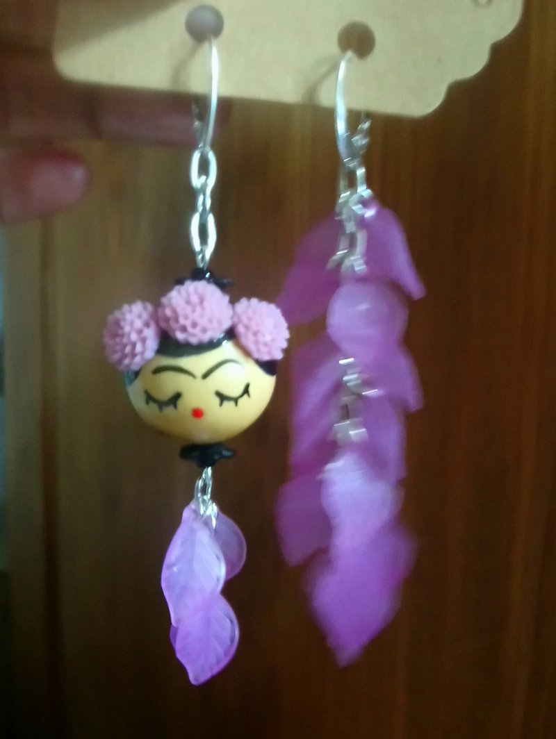 Frida Kahlo earring - 耳环/耳夹 - 纯银 紫色