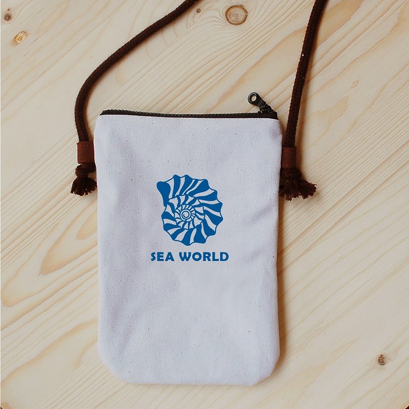 SEA WORLD_贝壳 手机袋 - 侧背包/斜挎包 - 棉．麻 蓝色