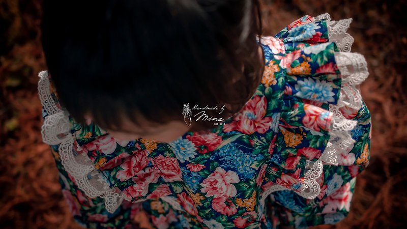 Handmade by Mina【LIBERTY系列】英式后之玫瑰蕾丝荷叶长袖洋装 - 童装上衣 - 棉．麻 多色