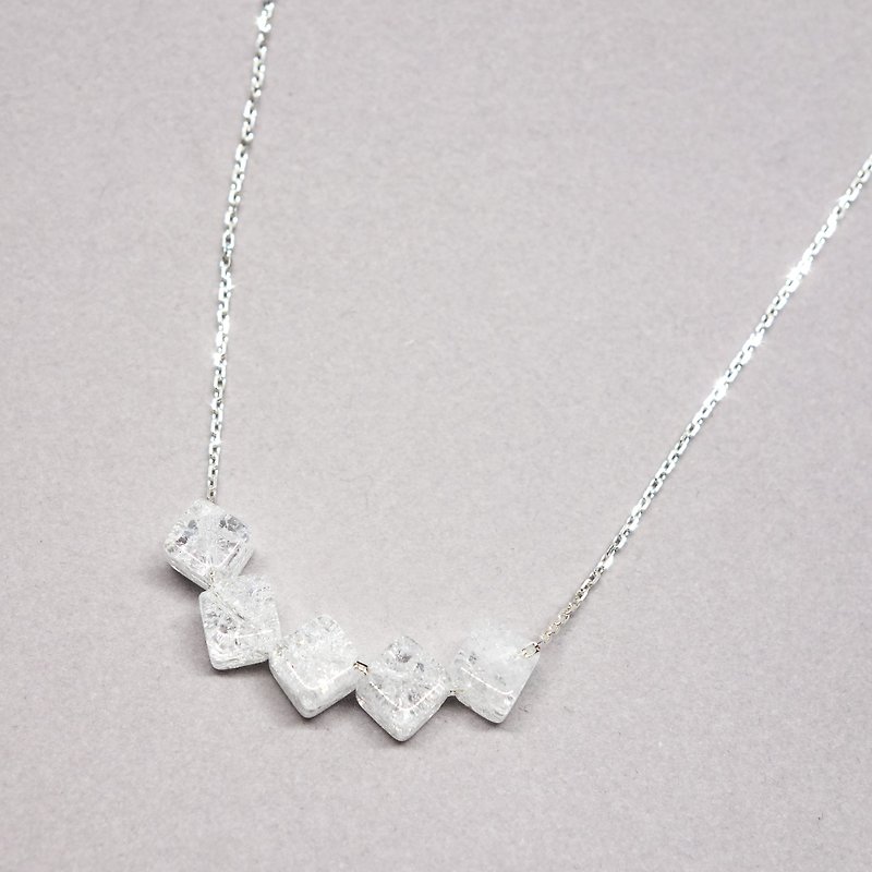 角砂糖?クラック水晶SVネックレス【Pio by Parakee】 cracked crystal necklace - 项链 - 宝石 白色