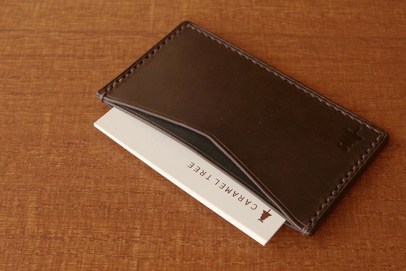 【受注生産】Business Card Case　slim-type　olive×bluegreen - 名片夹/名片盒 - 真皮 绿色