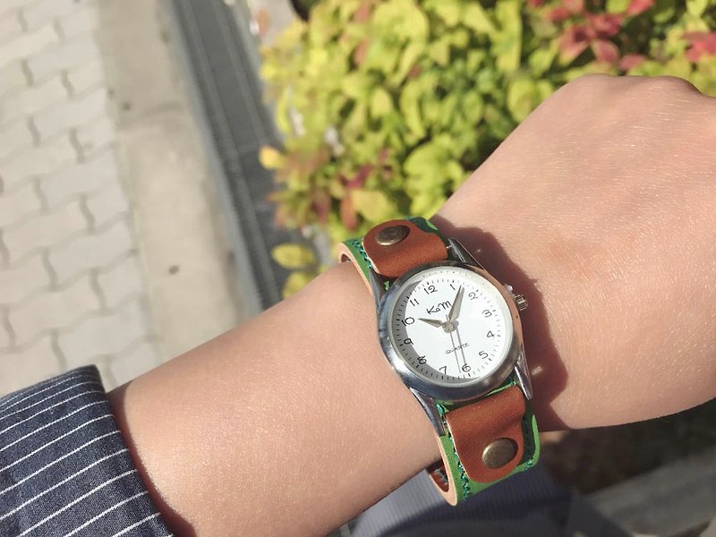 STITCH　毎日つけていたくなる時計　ステッチラン腕時計　ユニセックスOK　SRW-GBB-TA - 女表 - 真皮 绿色