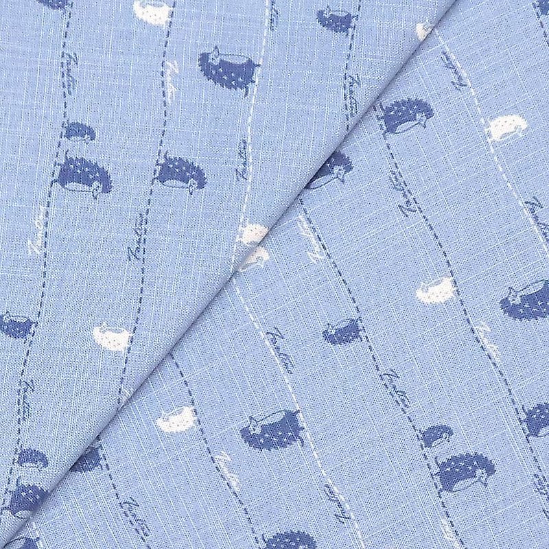 棉麻透气布料－漫步一线间－天空蓝 - 编织/刺绣/羊毛毡/裁缝 - 棉．麻 蓝色