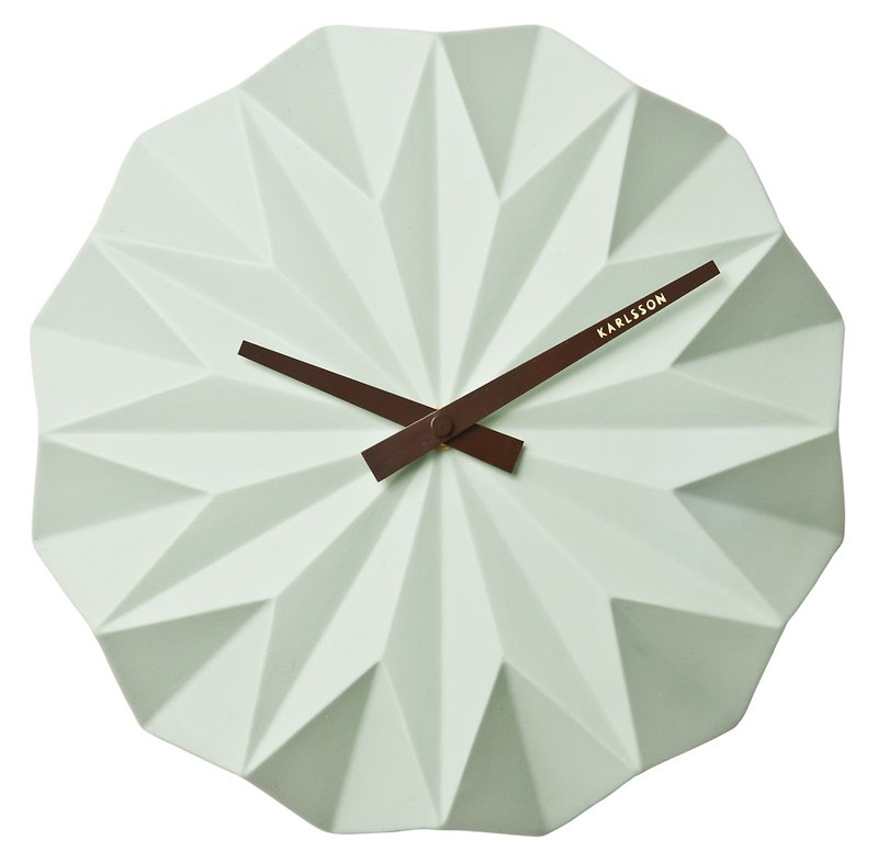 Karlsson, Wall clock Origami ceramic matt mint green陶瓷挂钟 - 时钟/闹钟 - 陶 绿色
