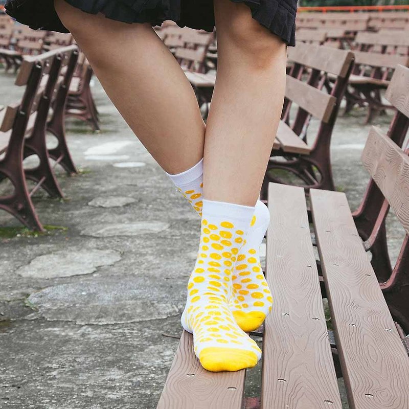 蘑菇Mogu / 袜子 / 蘑菇袜(1)-黄点点 - 袜子 - 棉．麻 黄色