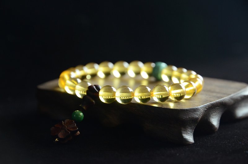 【林之森】Amber天然琥珀 天然有机宝石 绿松石 翡翠 手链 - 手链/手环 - 宝石 黄色