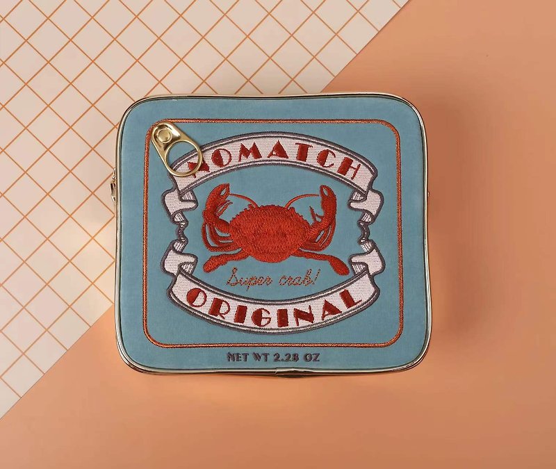 NoMatch不合设计复古螃蟹罐头浅金色镜面超纤两用小挎包 - 侧背包/斜挎包 - 其他材质 蓝色