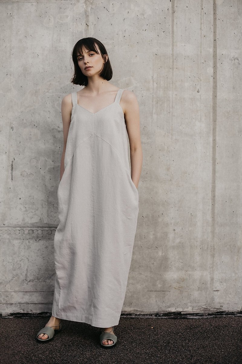 Linen Dress Motumo – 18S11 - 洋装/连衣裙 - 亚麻 