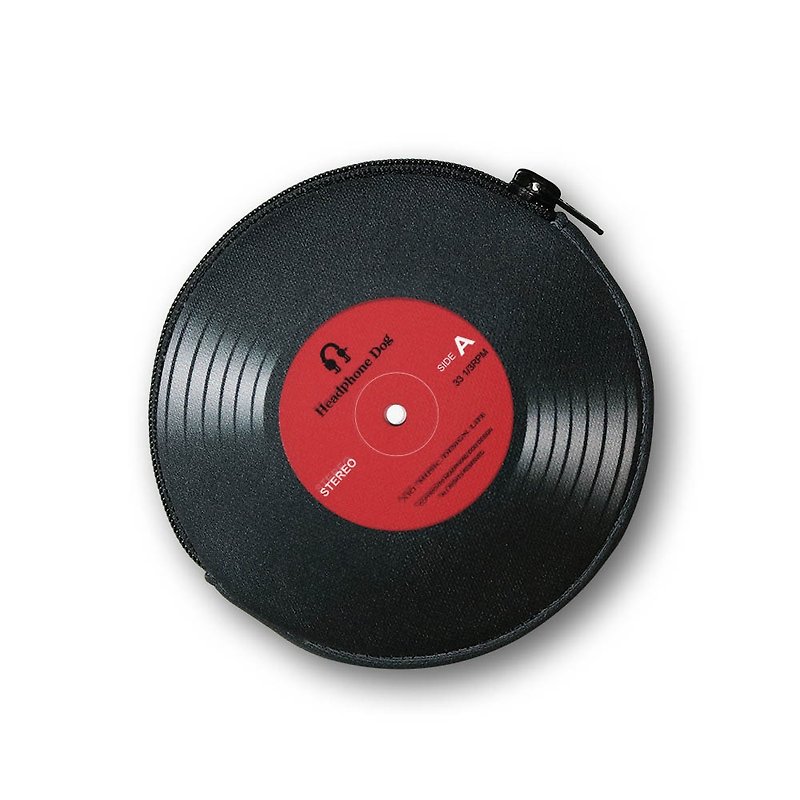 黑胶唱片造型零钱包/耳机包 (复古 唱盘 Vinyl record)  - 零钱包 - 聚酯纤维 黑色