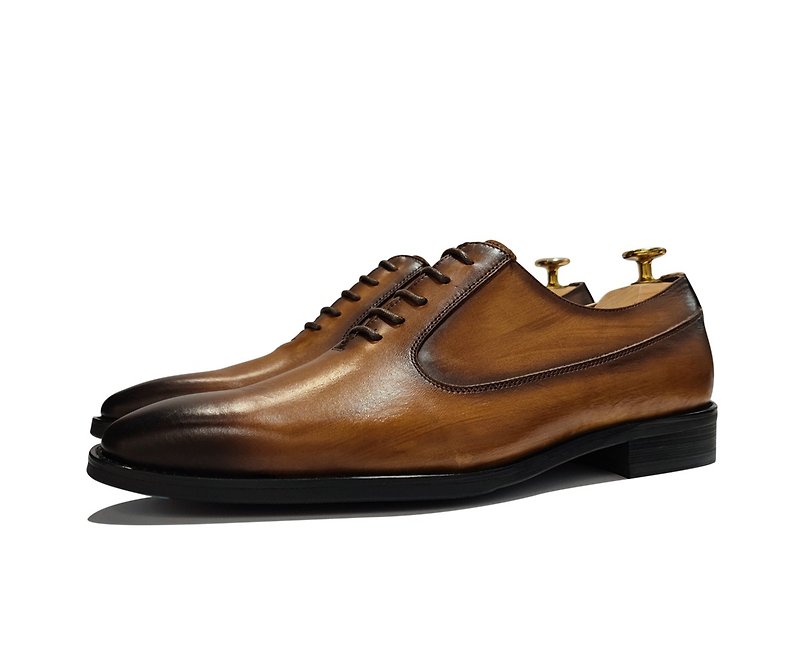真皮仿旧绅士系带皮鞋-DL500 - 男款皮鞋 - 真皮 咖啡色