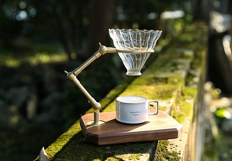 黑胡桃木黃銅 手沖咖啡支架 可調節角度 - 咖啡壶/周边 - 铜/黄铜 