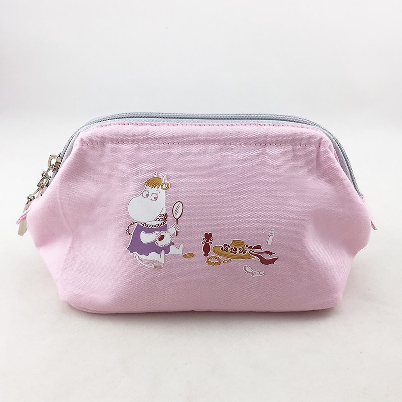 Moomin噜噜米授权-化妆包(粉) - 化妆包/杂物包 - 棉．麻 粉红色