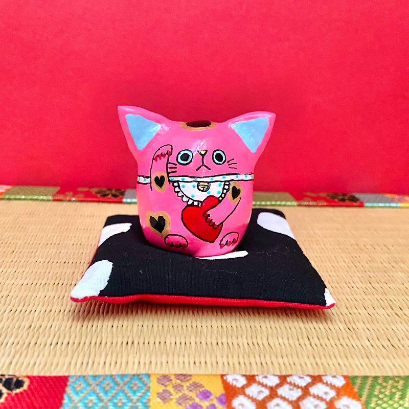 招き猫猫【小】蛍光ピンク - 摆饰 - 粘土 粉红色