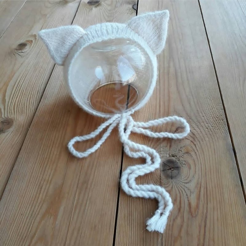 Cat newborn bonnet knitting pattern - 编织/刺绣/羊毛毡/裁缝 - 其他材质 