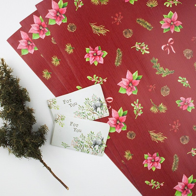A4包装纸+感谢标签 - 圣诞限定款 -6张入 - 木工/竹艺/纸艺 - 纸 红色