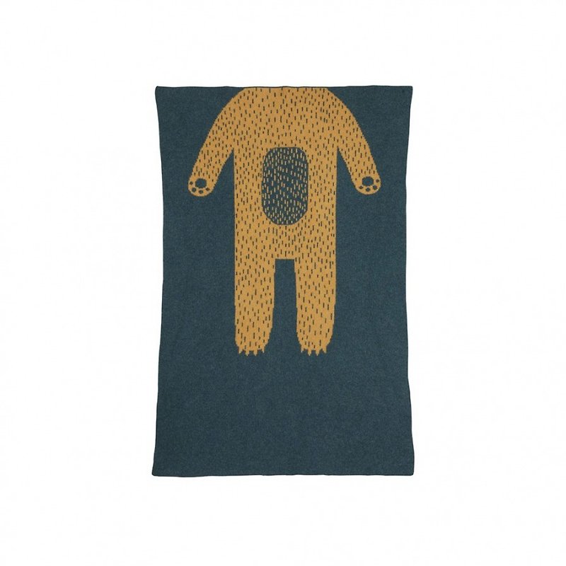小熊纯羊毛织毯-蓝绿 | Donna Wilson - 被子/毛毯 - 羊毛 绿色
