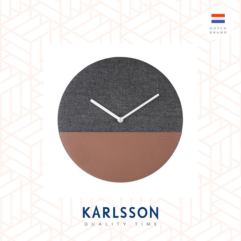 荷兰Karlsson wall clock leather jeans grey 牛仔布皮革挂钟