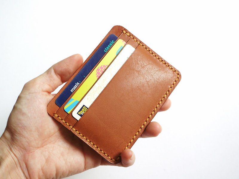 Leather Card Holder Wallet/ Card Organiser in Tan Brown - 名片夹/名片盒 - 真皮 咖啡色