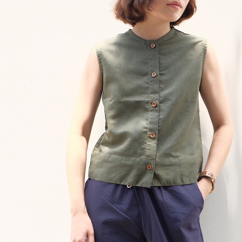 Mimiki Top ( Green Linen ) - 女装上衣 - 棉．麻 绿色